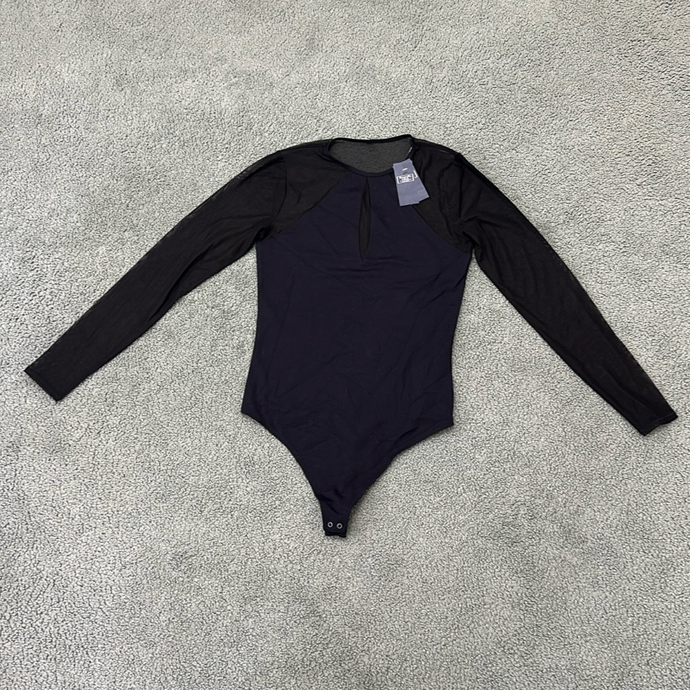 NWT Abercrombie & Fitch black body suit mesh womens  M